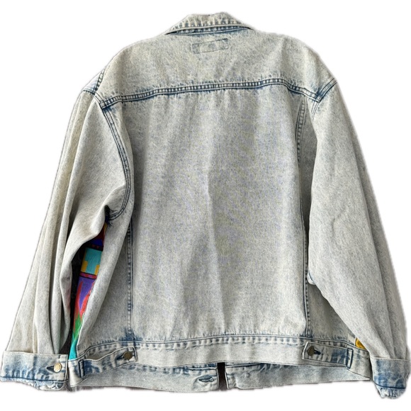 Vintage Hand Painted Y2K Todays News Denim Jacket Size XL - Picture 2 of 7